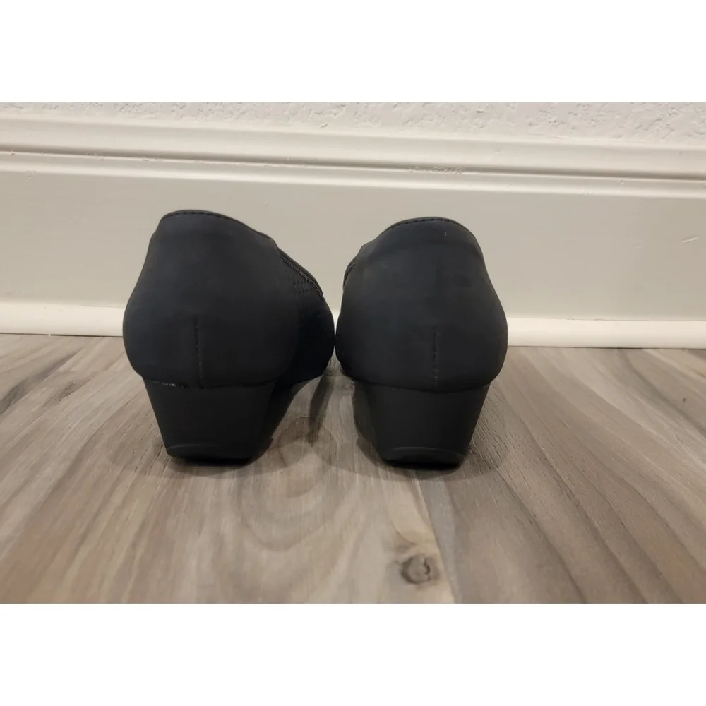 Women's Black Rivet Open Toe Wedges